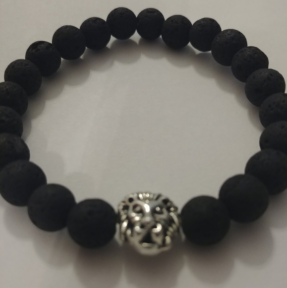 Lava Stone Bead Stretch Bracelet - Picture 6 of 7